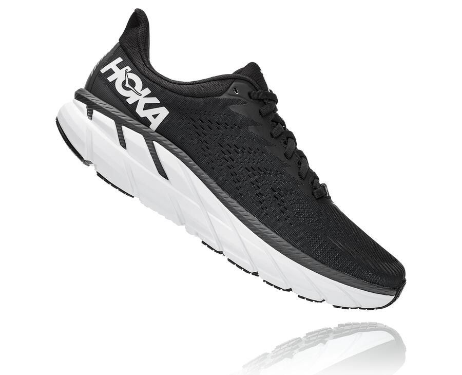 Hoka One One Hardloopschoenen Heren - Clifton 7 - Zwart/Wit - JX3804961